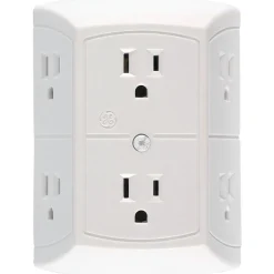 Surge Protectors & Power Strips<GE 15 Amp 6 Outlet In-wall Adapter, White (JASHEP50759)