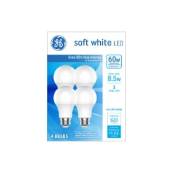 Light Bulbs<GE 8.5 Watt Soft White LED neral-Purpose Bulb, 4/Pack (93131063)