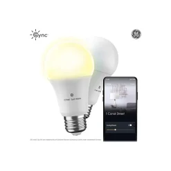 Smart Bulbs<GE Cync Wi-Fi 60W Equivalent A19 LED Smart Light Bulb Soft White, 2/Pack (93128963)