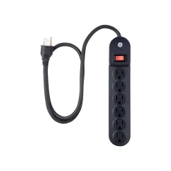 Surge Protectors & Power Strips<GE Heavy Duty 6 Outlet Power Strip, Black (56223)