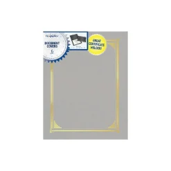 Discount Classic Linen Certificate Holders, 8.5" x 11", Gray/Gold, 6/Pack (49323) Awards & Certificates