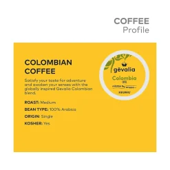 Keurig K-Cups<Gevalia Colombia Coffee Keurig K-Cup Pods, Medium Roast, 96/Box (5304CT)