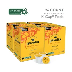 Keurig K-Cups<Gevalia Signature Blend Coffee Keurig K-Cup Pod, Light Roast, 96/Box (5305CT)