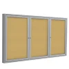 Clearance 4' H x 6' W Enclosed Natural Cork Bulletin Board with Satin Frame, 3 Door (PA34872K) Bulletin