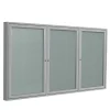 Outlet 4' H x 8' W Enclosed Vinyl Bulletin Board with Satin Frame, 3 Door, Silver (PA34896VX-193) Bulletin