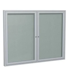 Best 3' H x 5' W Enclosed Vinyl Bulletin Board with Satin Frame, 2 Door, Silver (PA23660VX-193) Bulletin