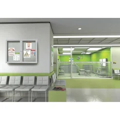 Best 3' H x 5' W Enclosed Vinyl Bulletin Board with Satin Frame, 2 Door, Silver (PA23660VX-193) Bulletin