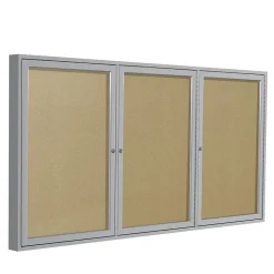 Online 4' H x 6' W Enclosed Vinyl Bulletin Board with Satin Frame, 3 Door (PA34872VX-181) Bulletin