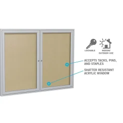 Online 4' H x 6' W Enclosed Vinyl Bulletin Board with Satin Frame, 3 Door (PA34872VX-181) Bulletin