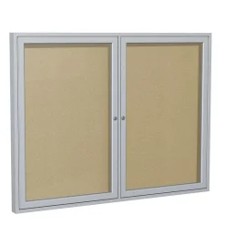 Online 3' H x 5' W Enclosed Vinyl Bulletin Board with Satin Frame, 2 Door (PA23660VX-181) Bulletin