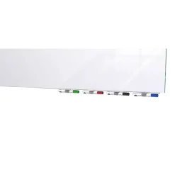 Discount Aria 4'H x 6'W Low Profile Magnetic Glass Whiteboard, White (ARIASM46WH) Dry Erase