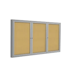 Clearance Cork Enclosed Bulletin Board, Satin Frame, 3'H x 6'W (PA33672K) Bulletin