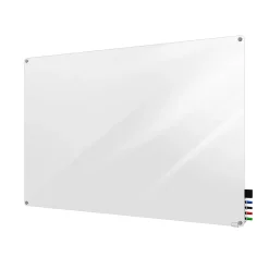 Online Harmony 4'H x 5'W Magnetic Glass Whiteboard with Radius Corners, White (HMYRM45WH) Dry Erase
