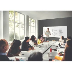 Discount Harmony 4'H x 8'W Magnetic Glass Whiteboard with Square Corners, White (HMYSM48WH) Dry Erase