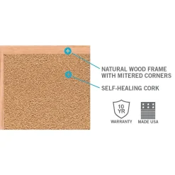 Clearance Natural Cork Bulletin Board with Wood Frame, 4'H x 8'W WK48 (WK48) Bulletin