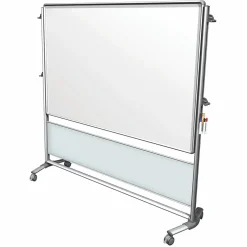 Sale Nexus IdeaWall 76"H x 76"W Mobile 2-Sided Porcelain Magnetic Whiteboard (NEX206MW-FR) Dry Erase