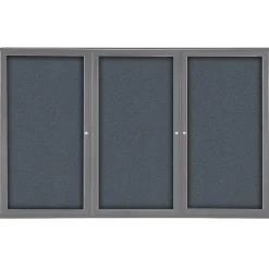 Ovation 4' H x 6' W Enclosed Fabric Bulletin Board with Gray Frame, 3 Door, Gray (OVG5-F91) Bulletin