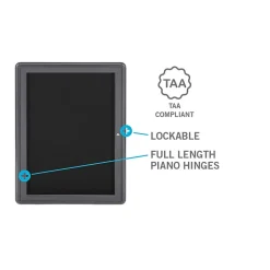 Ovation 4' H x 6' W Enclosed Fabric Bulletin Board with Gray Frame, 3 Door, Gray (OVG5-F91) Bulletin