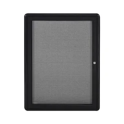 Hot Ovation Fabric Enclosed Bulletin Board, Black Frame, 2'H x 3'W (OVK1-F91) Bulletin