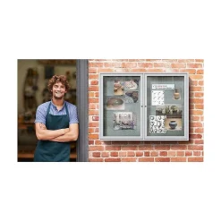 Online Vinyl Enclosed Bulletin Board, Satin Frame, 3'H x 4'W (PA23648VX-193) Bulletin