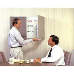 Discount VisuALL PC Whiteboard Cabinet with Fabric Bulletin Board Exterior Doors, Gray (41302) Dry Erase