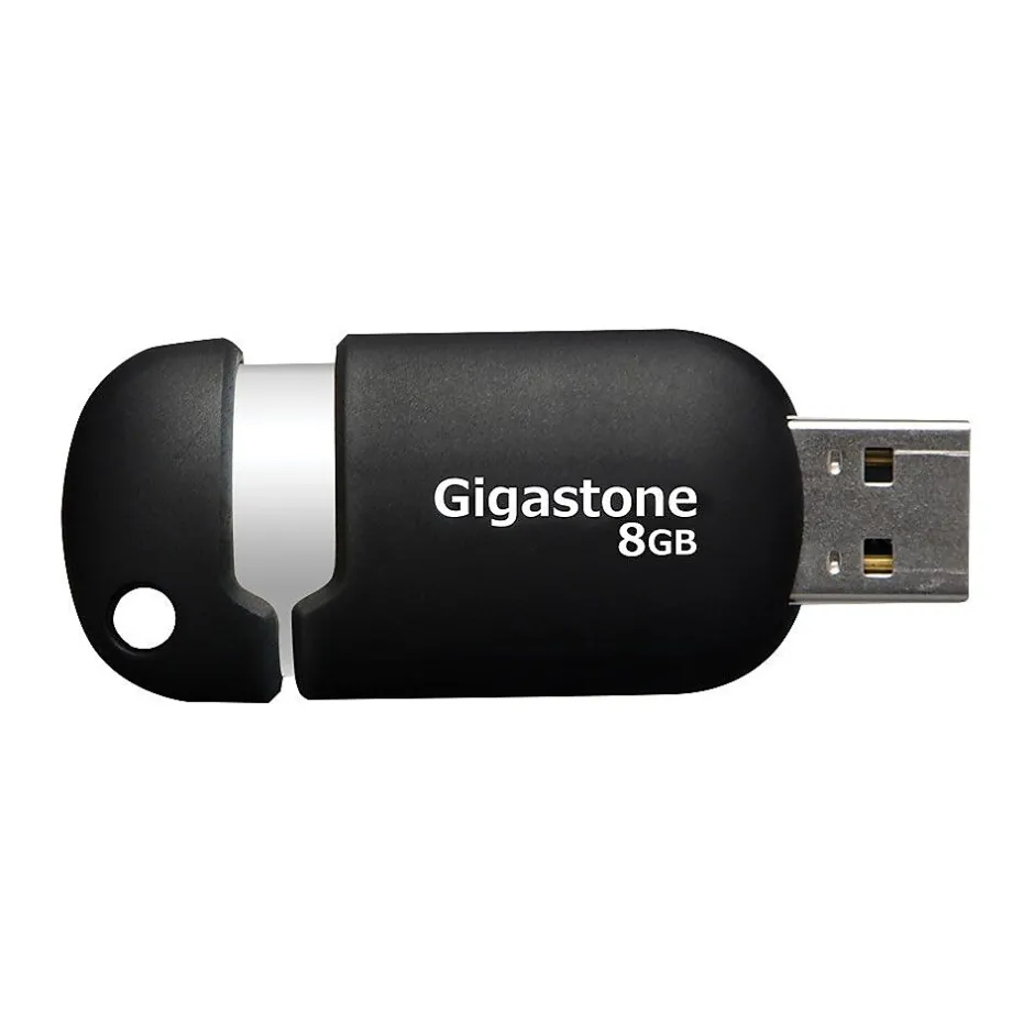 Gigastone 8GB USB 2.0 Type A Flash Drive, Black/Silver (GS-Z08GCNBL-R)* Usb Flash Drives