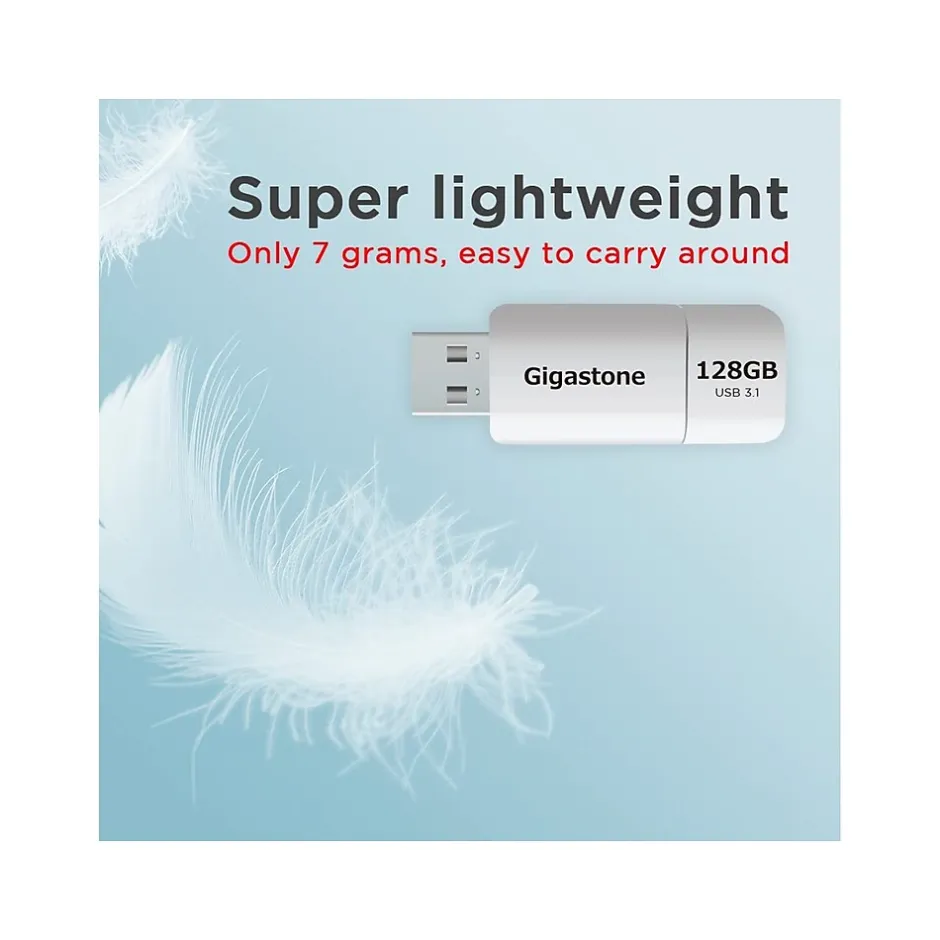 Gigastone 128GB USB 3.1 Type-A Flash Drive, White (GS-U3128GBWH-BC)* Usb Flash Drives