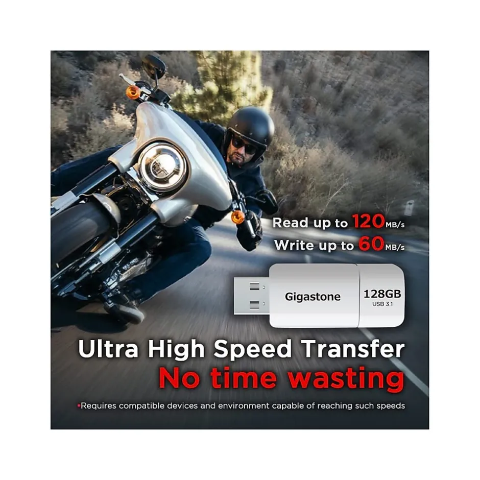 Gigastone 128GB USB 3.1 Type-A Flash Drive, White (GS-U3128GBWH-BC)* Usb Flash Drives