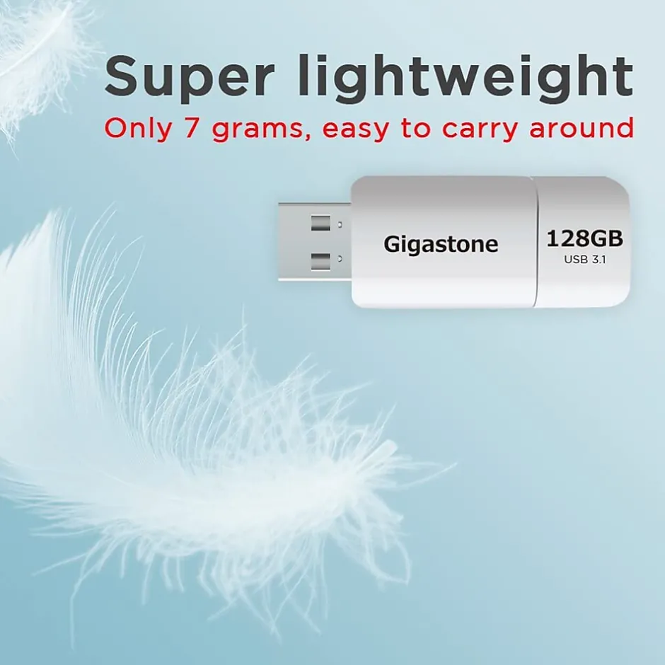 Gigastone 128GB USB 3.1 Type-A Flash Drive, White (GS-U3128GBWH-BC)* Usb Flash Drives