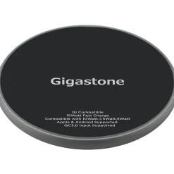Gigastone Qi Certified Fast Wireless Charging Pad, Black, (GS-GA-9700B-R)