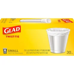 Glad 4 Gallon Kitchen Trash Bags, 30/Box (78817)