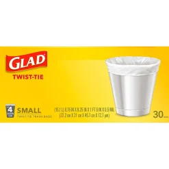 Glad 4 Gallon Kitchen Trash Bags, 30/Box (78817)
