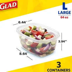 Food Storage Containers<Glad ® Deep Dish Containers, 64 Oz., 3/Pack (70045)
