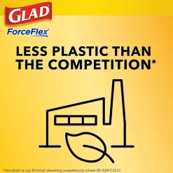 Glad ForceFlex Tall 13 Gallon Kitchen Drawstring White Trash Bags, 110/Box (79098)