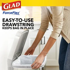Glad ForceFlex Tall Kitchen Drawstring Trash Bags, 13 Gallon, Fresh Clean scent with Febreze Freshness, 80/Box(78534)