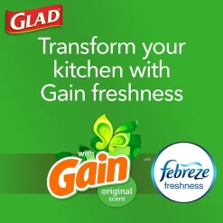 Glad ForceFlex Tall Kitchen Drawstring Trash Bags, 13 Gallon, White, Gain Original scent, 80/Box (78750)