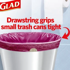 Glad Odorshield 4 Gallon Drawstring Kitchen Trash Bag, Febreeze Cherry Blossom, Pink, 34 Bags/Box (79274)