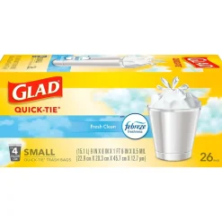 Glad OdorShield 4 Gallon Kitchen Trash Bags,Fresh Clean, 26/Box (78812)
