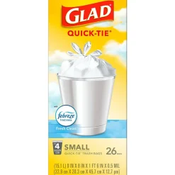Glad OdorShield 4 Gallon Kitchen Trash Bags,Fresh Clean, 26/Box (78812)