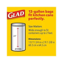 Glad Quick-Tie 13-Gallon Tall Kitchen Trash Bag, 23.75