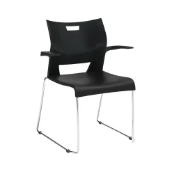 Online Duet Polypropylene Office Stacking Chairs, Asphalt Night, 4/Carton (TD6620CHBLK) Folding & Stacking