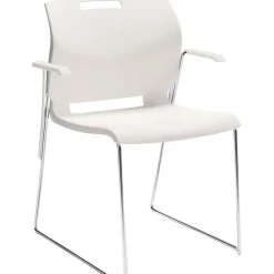 Online Popcorn 6710 Plastic Stacking Chairs with Arms, Ivory Clouds, 4/Ct (TD6710-IVC) Folding & Stacking