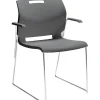 Hot Popcorn 6710 Polypropylene Stack Chair with Arms, Shadow, 4/Pack (TD6710-PLT) Folding & Stacking