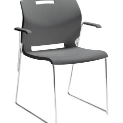 Hot Popcorn 6710 Polypropylene Stack Chair with Arms, Shadow, 4/Pack (TD6710-PLT) Folding & Stacking