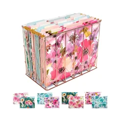 Global Printed Products Deluxe Designer Floral Hanging File Folder Kit, 1/3-Cut Tab, Letter Size, Assorted Colors New