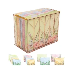 Global Printed Products Deluxe Designer Watercolor Floral Hanging File Folder Kit, 1/3-Cut Tab, Letter Size, Assorted Colors New