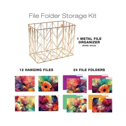 Global Printed Products Deluxe Designer Abstract Floral Hanging File Folder Kit, 1/3-Cut Tab, Letter Size, Assorted Colors Hot