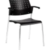 Discount Sonic Plastic All-Purpose Stackable Guest Chairs with Arms, Black, 2/Ct (6513CH-BK/BK) Folding & Stacking