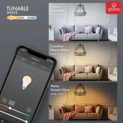 Smart Bulbs<Globe Electric B11-Shape E12-Base Wi-Fi Tunable Edison-Style 40-Watt-Replacement Smart Candelabra LED Bulb, White (34918)
