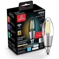 Smart Bulbs<Globe Electric B11-Shape E12-Base Wi-Fi Tunable Edison-Style 40-Watt-Replacement Smart Candelabra LED Bulb, White (34918)